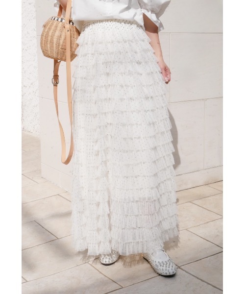 BeBeoD（べベッド）の「シアーフリルティアードスカート（スカート・レディース・ブラック/アイボリー・フリー）」の5枚目の写真