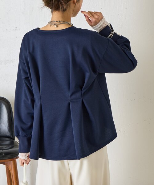Jena espace merveilleux(ジェナ エスパスメルヴェイユ)の「バックタックプルオーバー(Tシャツ/カットソー・レディース・ネイビー/アイボリー/グレー・FREE)」の1枚目の写真