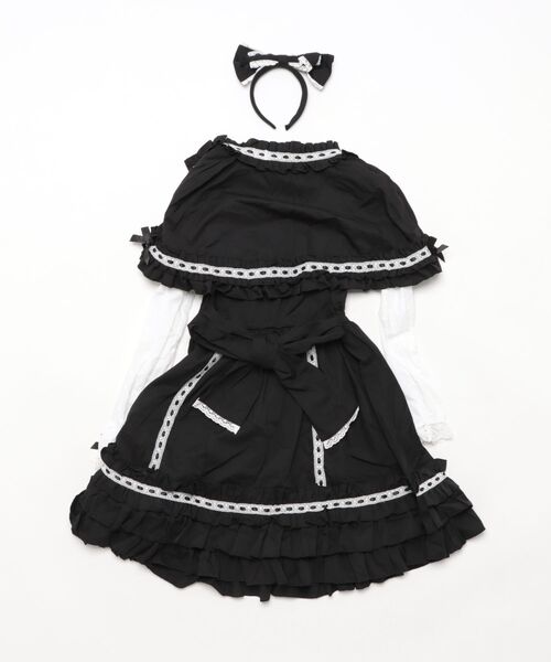 BODYLINE（ボディライン）の「3wayケープつきリボンのロイヤルドールドレス 5点セット（ワンピース・レディース・ベージュ/ブラック×ホワイト/ピンク/ブラウン・L/M/4L/2L）」の8枚目の写真