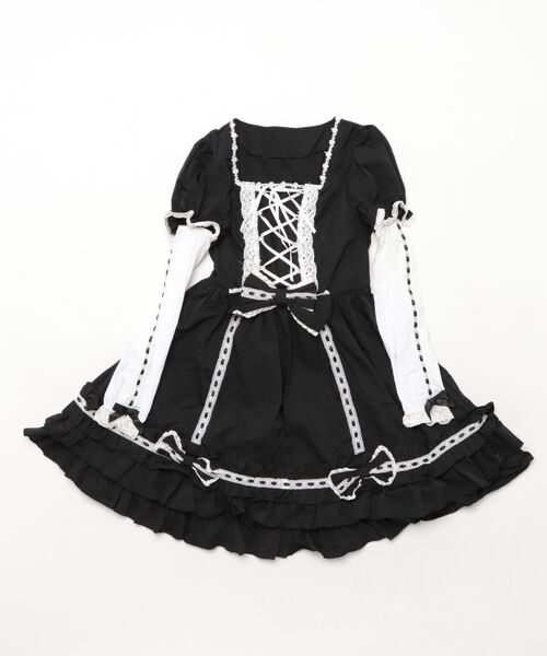 BODYLINE（ボディライン）の「3wayケープつきリボンのロイヤルドールドレス 5点セット（ワンピース・レディース・ベージュ/ブラック×ホワイト/ピンク/ブラウン・L/M/4L/2L）」の9枚目の写真