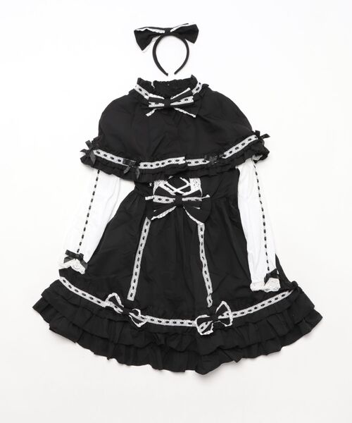 BODYLINE（ボディライン）の「3wayケープつきリボンのロイヤルドールドレス 5点セット（ワンピース・レディース・ベージュ/ブラック×ホワイト/ピンク/ブラウン・L/M/4L/2L）」の7枚目の写真