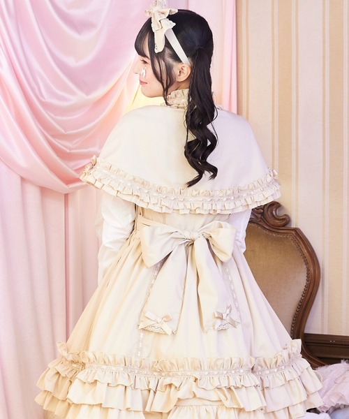 BODYLINE（ボディライン）の「3wayケープつきリボンのロイヤルドールドレス 5点セット（ワンピース・レディース・ベージュ/ブラック×ホワイト/ピンク/ブラウン・L/M/4L/2L）」の11枚目の写真