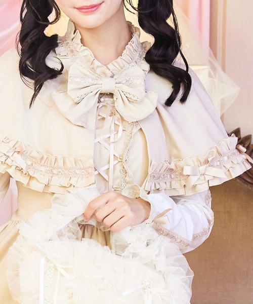 BODYLINE(ボディライン)の「3wayケープつきリボンのロイヤルドールドレス 5点セット(ワンピース・レディース・ベージュ/ブラック×ホワイト/ピンク/ブラウン・L/M/4L/2L)」の21枚目の写真