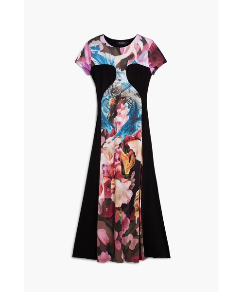 Desigual(デシグアル)の「フラワープリントハーフスリーブドレス(ワンピース・レディース・ブルー・M/S)」の1枚目の写真