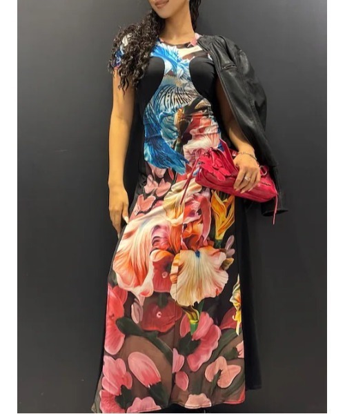 Desigual(デシグアル)の「フラワープリント切り替えロングワンピース(ワンピース・レディース・ブルー・M/S/XL/L/XS)」の6枚目の写真