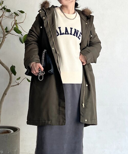 un dix cors(アンディコール)の「ファー取外しコート(その他アウター・レディース・カーキ/ベージュ/ネイビー・FREE)」の1枚目の写真