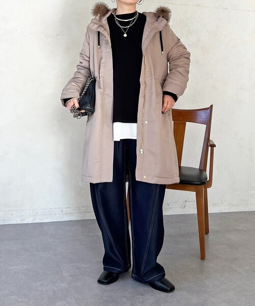 un dix cors(アンディコール)の「ファー取外しコート(その他アウター・レディース・カーキ/ベージュ/ネイビー・FREE)」の7枚目の写真