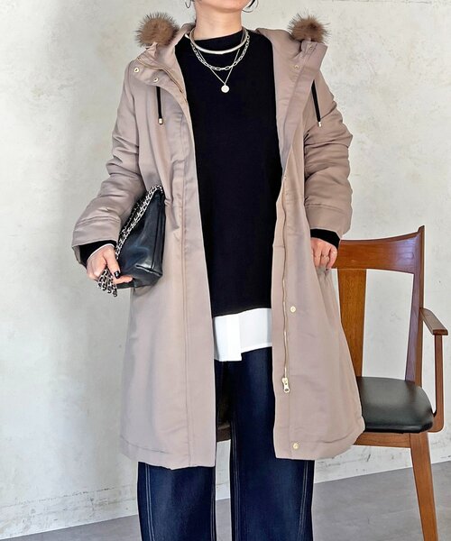 un dix cors(アンディコール)の「ファー取外しコート(その他アウター・レディース・カーキ/ベージュ/ネイビー・FREE)」の8枚目の写真