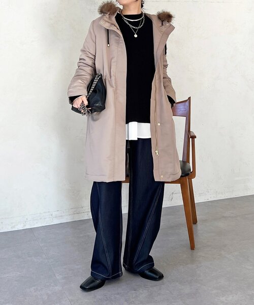 un dix cors(アンディコール)の「ファー取外しコート(その他アウター・レディース・カーキ/ベージュ/ネイビー・FREE)」の9枚目の写真