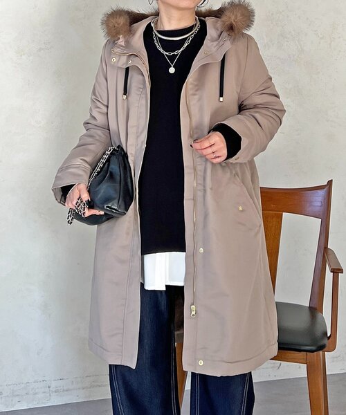 un dix cors(アンディコール)の「ファー取外しコート(その他アウター・レディース・カーキ/ベージュ/ネイビー・FREE)」の11枚目の写真