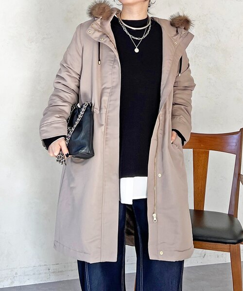 un dix cors(アンディコール)の「ファー取外しコート(その他アウター・レディース・カーキ/ベージュ/ネイビー・FREE)」の12枚目の写真