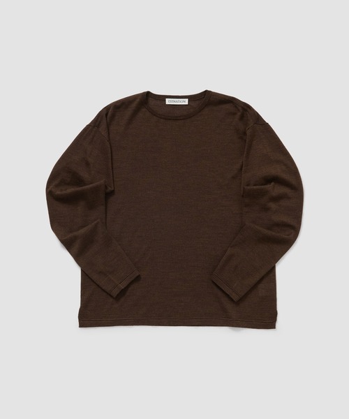 ESTNATION(エストネーション)の「ESTNATION / ウルトラファインウール ロングスリーブニットTシャツ(ニット/セーター・メンズ・ベージュ/ブラウン/チャコールグレー・LARGE/MEDIUM)」の2枚目の写真