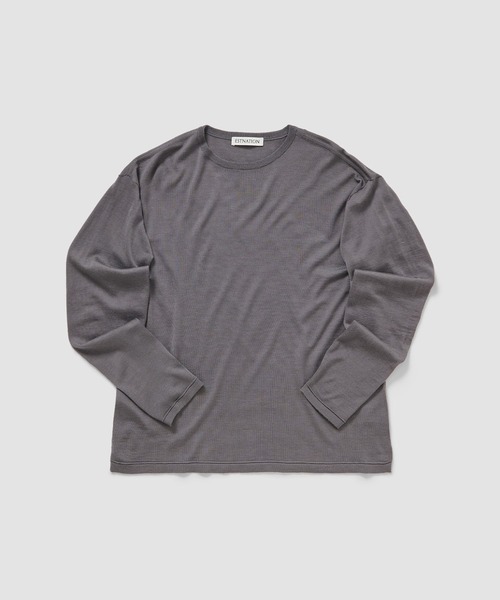 ESTNATION(エストネーション)の「ESTNATION / ウルトラファインウール ロングスリーブニットTシャツ(ニット/セーター・メンズ・ベージュ/ブラウン/チャコールグレー・LARGE/MEDIUM)」の1枚目の写真