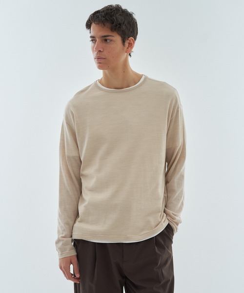 ESTNATION(エストネーション)の「ESTNATION / ウルトラファインウール ロングスリーブニットTシャツ(ニット/セーター・メンズ・ベージュ/ブラウン/チャコールグレー・LARGE/MEDIUM)」の13枚目の写真