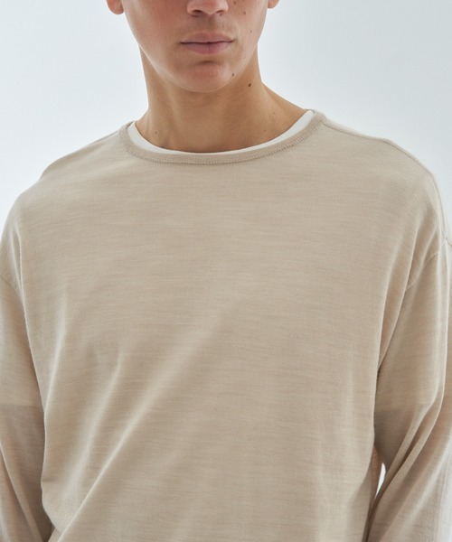 ESTNATION(エストネーション)の「ESTNATION / ウルトラファインウール ロングスリーブニットTシャツ(ニット/セーター・メンズ・ベージュ/ブラウン/チャコールグレー・LARGE/MEDIUM)」の16枚目の写真