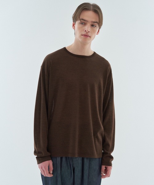 ESTNATION(エストネーション)の「ESTNATION / ウルトラファインウール ロングスリーブニットTシャツ(ニット/セーター・メンズ・ベージュ/ブラウン/チャコールグレー・LARGE/MEDIUM)」の19枚目の写真