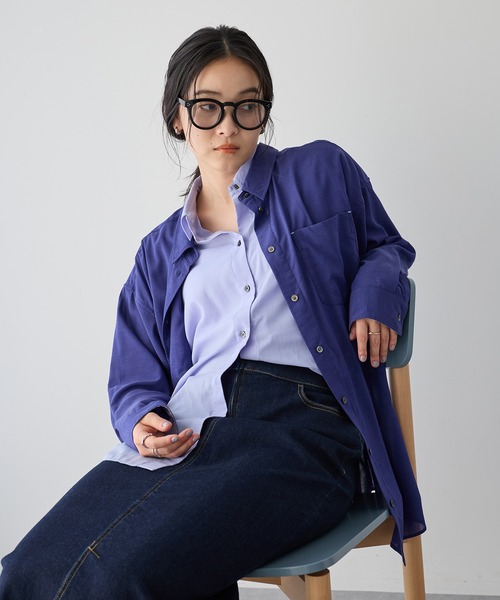 Editt by YECCA VECCA（エディットバイイェッカヴェッカ）の「シアーレイヤードシャツ（シャツ/ブラウス・レディース・ベージュ/ラベンダー/ブルー・FREE）」の3枚目の写真