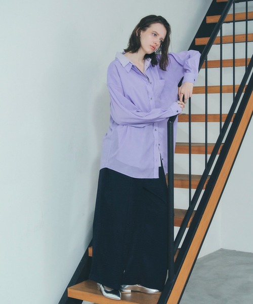 Editt by YECCA VECCA（エディットバイイェッカヴェッカ）の「シアーレイヤードシャツ（シャツ/ブラウス・レディース・ベージュ/ラベンダー/ブルー・FREE）」の6枚目の写真