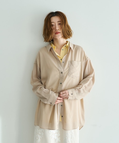 Editt by YECCA VECCA（エディットバイイェッカヴェッカ）の「シアーレイヤードシャツ（シャツ/ブラウス・レディース・ベージュ/ラベンダー/ブルー・FREE）」の8枚目の写真