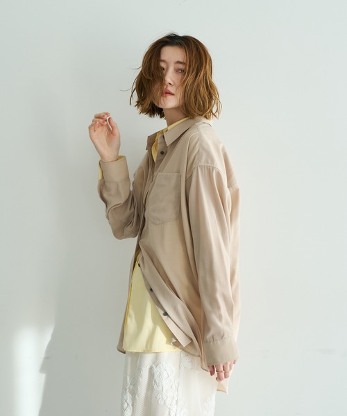 Editt by YECCA VECCA（エディットバイイェッカヴェッカ）の「シアーレイヤードシャツ（シャツ/ブラウス・レディース・ベージュ/ラベンダー/ブルー・FREE）」の9枚目の写真