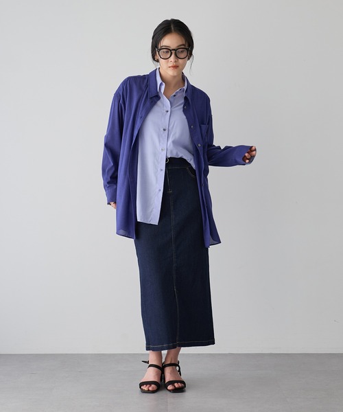 Editt by YECCA VECCA（エディットバイイェッカヴェッカ）の「シアーレイヤードシャツ（シャツ/ブラウス・レディース・ベージュ/ラベンダー/ブルー・FREE）」の22枚目の写真