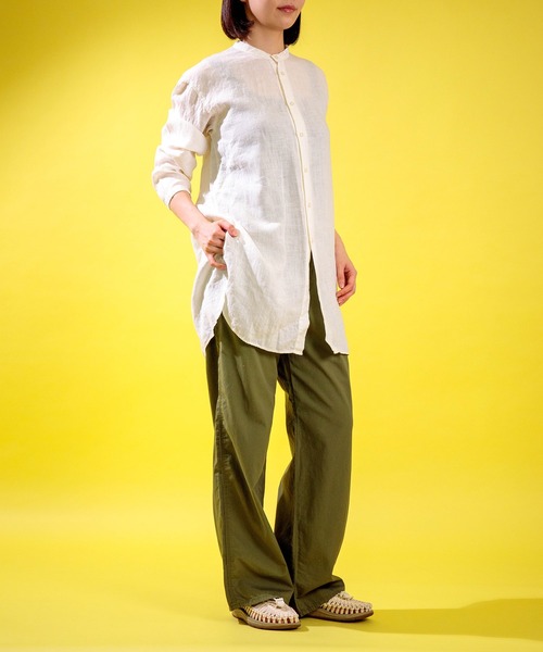 D.M.G.（ドミンゴ）の「[D.M.G / ディーエムジー] リネンキャンバス ロングシャツ（シャツ/ブラウス・レディース・ベージュ/ホワイト/ネイビー・2）」の16枚目の写真