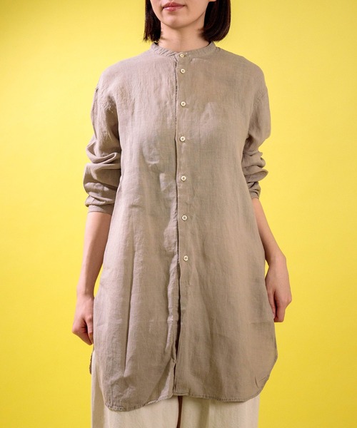 D.M.G.（ドミンゴ）の「[D.M.G / ディーエムジー] リネンキャンバス ロングシャツ（シャツ/ブラウス・レディース・ベージュ/ホワイト/ネイビー・2）」の9枚目の写真