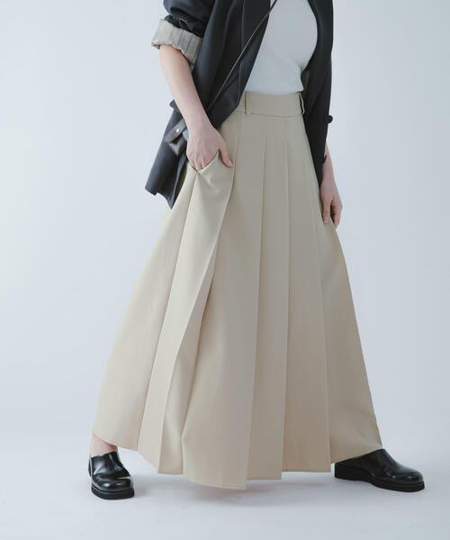 SENSE OF PLACE by URBAN RESEARCH(センスオブプレイスバイアーバンリサーチ)の「『撥水/防花粉』SKINProofフロントプリーツスカート(スカート・レディース・ブラック/ブラウン/ベージュ・SMALL/MEDIUM)」の1枚目の写真