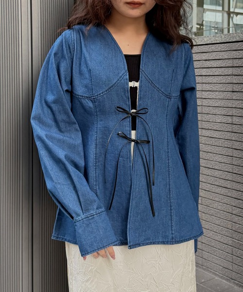 &g'aime(アンジェム)の「【&g'aime 】デニムチュニック Denim Tunic Blouse(シャツ/ブラウス・レディース・ブラック/ブルー・FREE)」の1枚目の写真