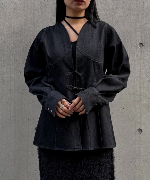 &g'aime(アンジェム)の「【&g'aime 】デニムチュニック Denim Tunic Blouse(シャツ/ブラウス・レディース・ブラック/ブルー・FREE)」の2枚目の写真