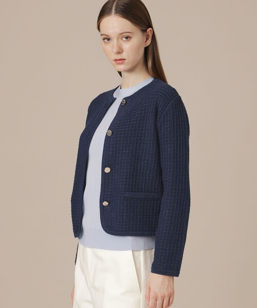 MACKINTOSH LONDON(マッキントッシュ ロンドン)の「ツイードニットジャケット(カーディガン/ボレロ・レディース・ベージュ/ネイビー・38/40)」の1枚目の写真