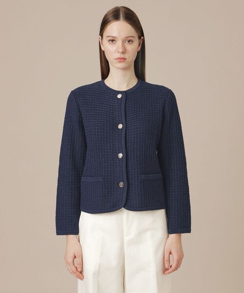 MACKINTOSH LONDON(マッキントッシュ ロンドン)の「ツイードニットジャケット(カーディガン/ボレロ・レディース・ベージュ/ネイビー・38/40)」の5枚目の写真