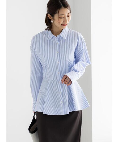 Te chichi(テチチ)の「ペプラムシャツ(シャツ/ブラウス・レディース・オフホワイト/ネイビー/サックスブルー・F)」の1枚目の写真