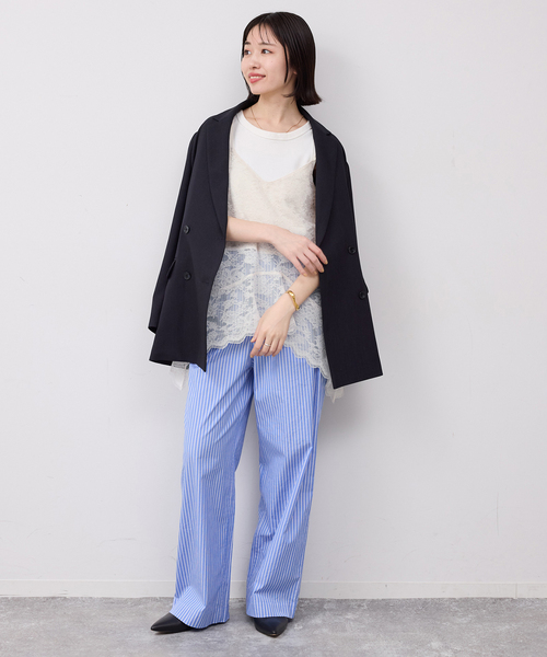 SLOBE IENA（スローブイエナ）の「レースペプラムキャミソール（キャミソール・レディース・グリーン/アイボリー・FREE）」の3枚目の写真