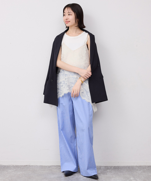 SLOBE IENA（スローブイエナ）の「レースペプラムキャミソール（キャミソール・レディース・グリーン/アイボリー・FREE）」の4枚目の写真