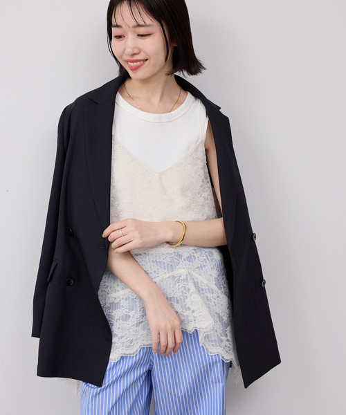 SLOBE IENA（スローブイエナ）の「レースペプラムキャミソール（キャミソール・レディース・グリーン/アイボリー・FREE）」の5枚目の写真