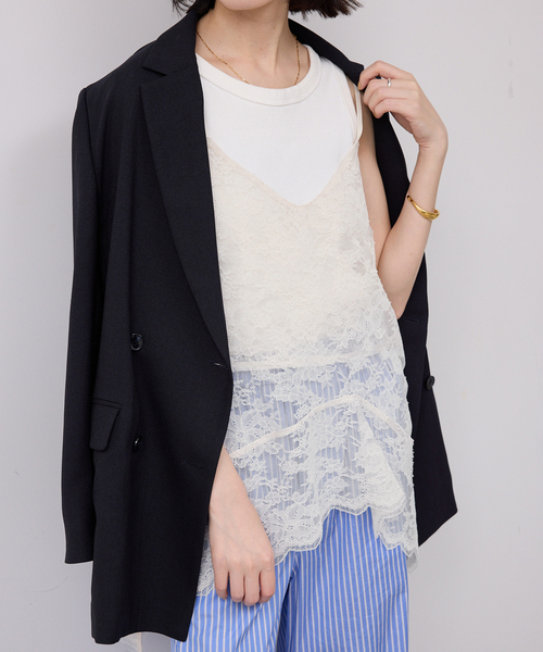 SLOBE IENA（スローブイエナ）の「レースペプラムキャミソール（キャミソール・レディース・グリーン/アイボリー・FREE）」の6枚目の写真