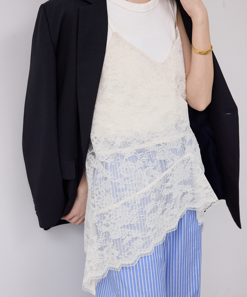 SLOBE IENA（スローブイエナ）の「レースペプラムキャミソール（キャミソール・レディース・グリーン/アイボリー・FREE）」の7枚目の写真