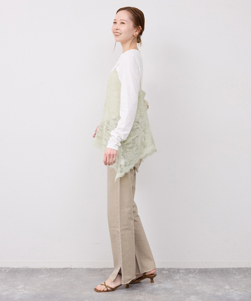 SLOBE IENA（スローブイエナ）の「レースペプラムキャミソール（キャミソール・レディース・グリーン/アイボリー・FREE）」の19枚目の写真