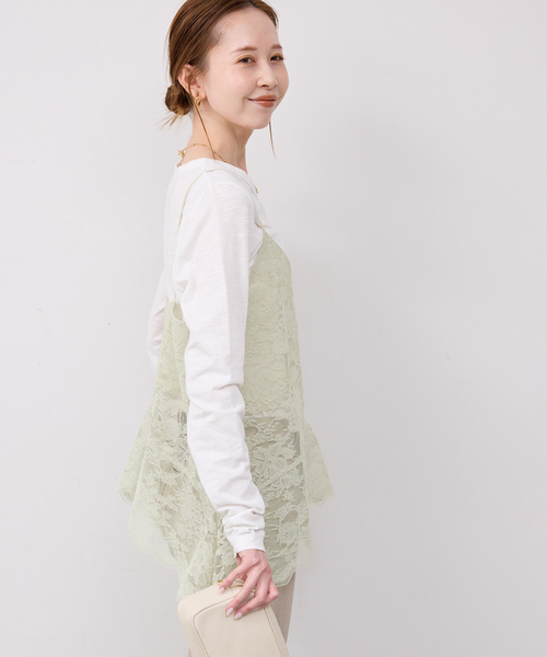 SLOBE IENA（スローブイエナ）の「レースペプラムキャミソール（キャミソール・レディース・グリーン/アイボリー・FREE）」の21枚目の写真