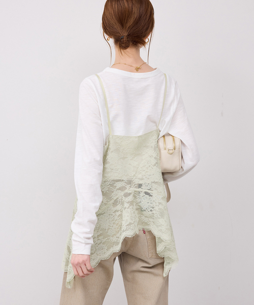 SLOBE IENA（スローブイエナ）の「レースペプラムキャミソール（キャミソール・レディース・グリーン/アイボリー・FREE）」の22枚目の写真