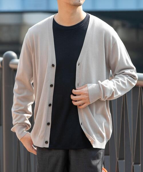 URBAN RESEARCH ROSSO MEN（アーバンリサーチロッソメン）の「『WEB限定』シルク混ベーシックカーディガン（カーディガン/ボレロ・メンズ・グレー系その他/ブラウン/ブルー系その他・LARGE/MEDIUM）」の13枚目の写真