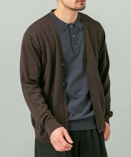 URBAN RESEARCH ROSSO MEN（アーバンリサーチロッソメン）の「『WEB限定』シルク混ベーシックカーディガン（カーディガン/ボレロ・メンズ・グレー系その他/ブラウン/ブルー系その他・LARGE/MEDIUM）」の4枚目の写真