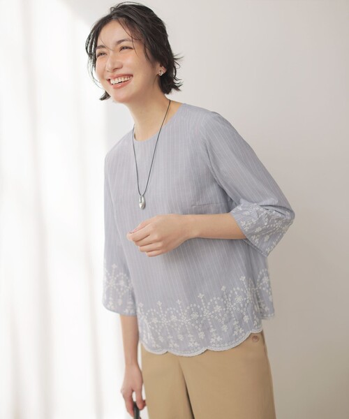 J.PRESS（ジェイプレス）の「麻シェルドライ ワイド ストレート パンツ（その他パンツ・レディース・ネイビー系/ダークブラウン系/黄土色系・T13/T15/T17）」の5枚目の写真