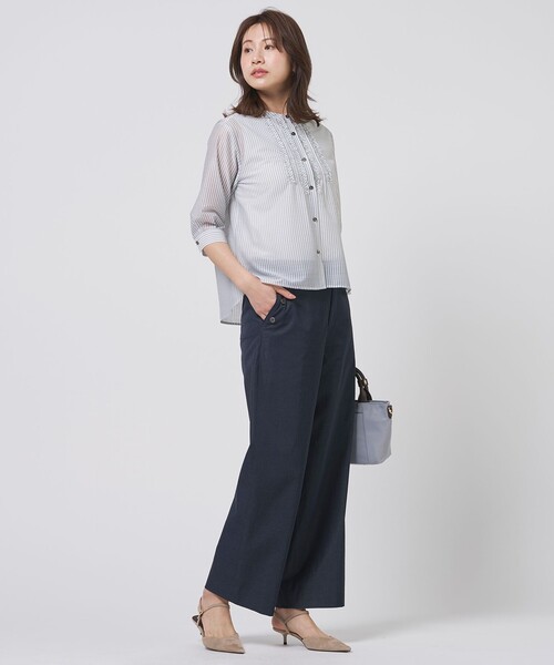 J.PRESS（ジェイプレス）の「麻シェルドライ ワイド ストレート パンツ（その他パンツ・レディース・ネイビー系/ダークブラウン系/黄土色系・T13/T15/T17）」の10枚目の写真