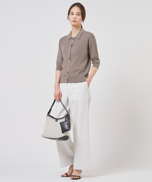 J.PRESS(ジェイプレス)の「麻シェルドライ ワイド ストレート パンツ(その他パンツ・レディース・ネイビー系/ダークブラウン系/黄土色系/アイボリー系・T13/T15/T17)」の9枚目の写真