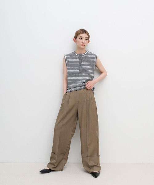 select MOCA(セレクトモカ)の「サマーニットブークレボーダーノースリーブトップス(ニット/セーター・レディース・グレー/ブラック・FREE)」の7枚目の写真
