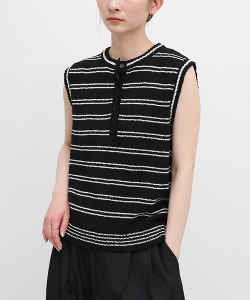 select MOCA(セレクトモカ)の「サマーニットブークレボーダーノースリーブトップス(ニット/セーター・レディース・グレー/ブラック・FREE)」の19枚目の写真