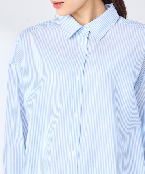 GALLORIA（ギャローリア）の「ストライプシャツ（シャツ/ブラウス・レディース・ライトブルー/ネイビー・L/LL/M/S）」の4枚目の写真