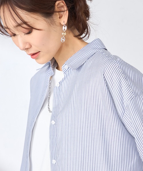 GALLORIA（ギャローリア）の「ストライプシャツ（シャツ/ブラウス・レディース・ライトブルー/ネイビー・L/LL/M/S）」の8枚目の写真